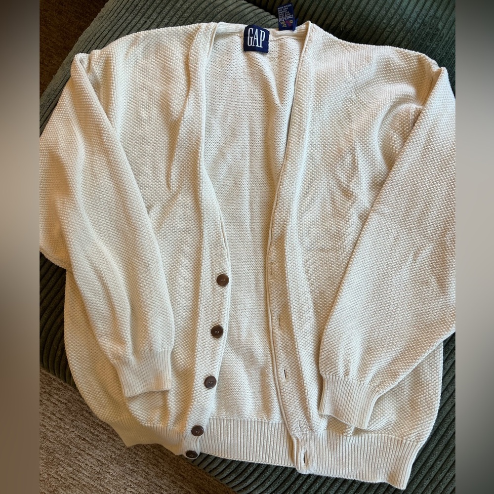 GAP Cream Knit Cardigan Sweater - Large